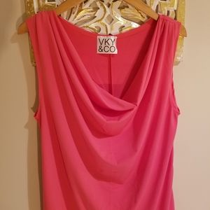 VKY&CO Pink Draped Cowl Neck Top Women's Blouse NWT